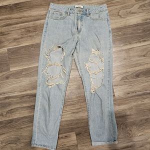 Forever 21 Light Blue Ripped Boyfriend Jeans